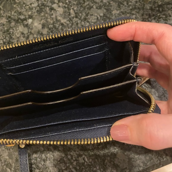 Michael Kors wallet - navy with gold soft spike trimming! Includes clutch strap - Picture 8 of 8